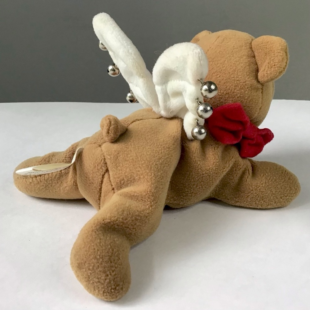 Vintage Angel Bear Plush 7” Stuffed Animal Wings Christmas Jingle Bells Weighted - Picture 3 of 12